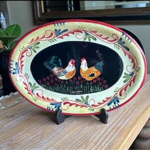 Large Vintage Counter Art Pamela Gladding Rooster Platter, Serving Plate.